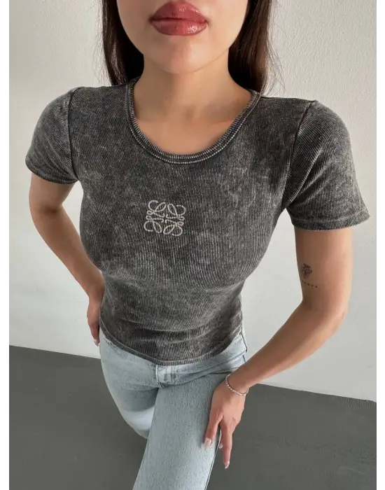 Baskılı Yıkalmalı Bluz