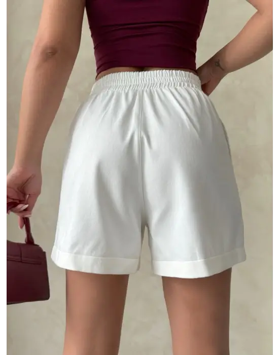 Beli Lastikli Çift Çıtlı Şort