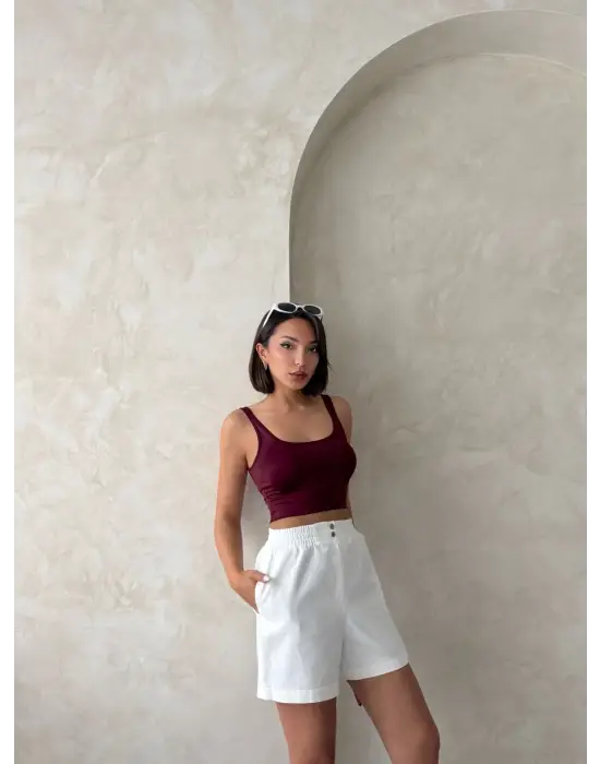 Beli Lastikli Çift Çıtlı Şort