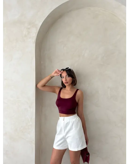 Beli Lastikli Çift Çıtlı Şort