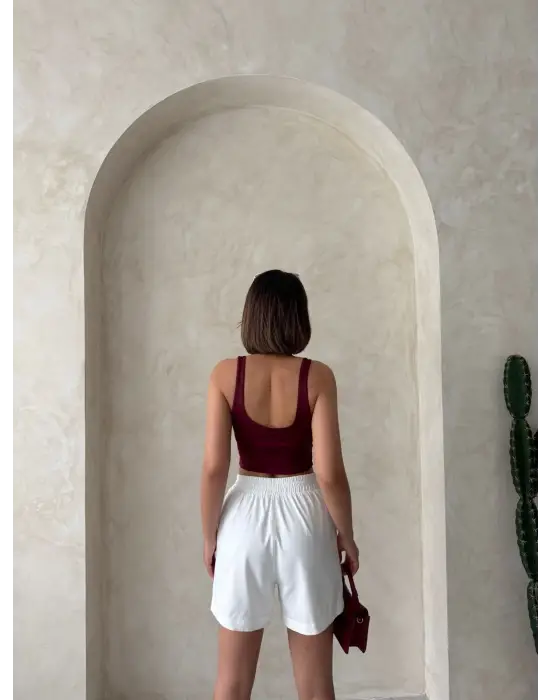 Beli Lastikli Çift Çıtlı Şort