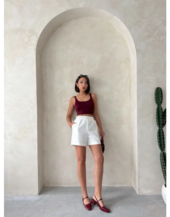 Beli Lastikli Çift Çıtlı Şort