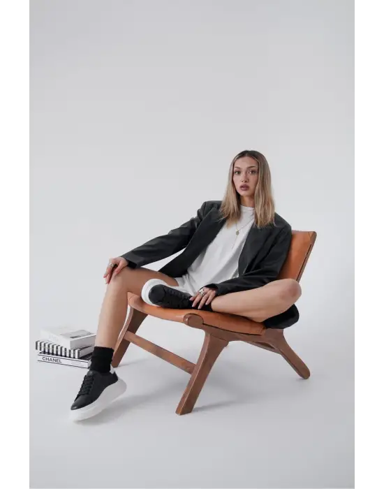 Bella Siyah Beyaz Kadın Spor Ayakkabı