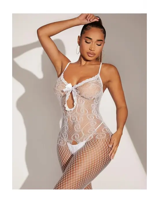 Beyaz Fantezi Kadın Seksi  Vücut Çorabı