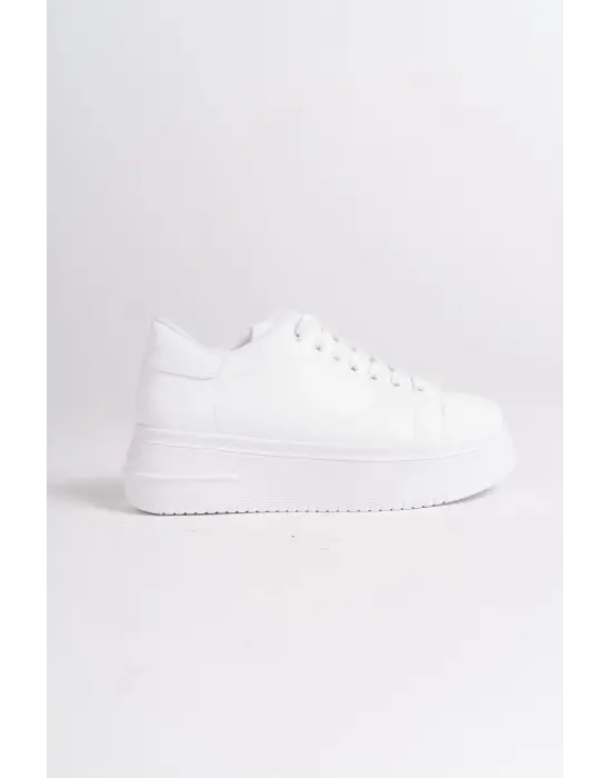 Bıana Bağcıklı Ortopedik Taban Kadın Sneaker Spor Ayakkabı  Bt - Beyaz
