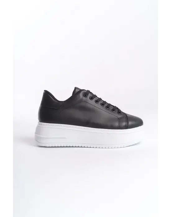 Bıana Bağcıklı Ortopedik Taban Kadın Sneaker Spor Ayakkabı  Bt - Siyah