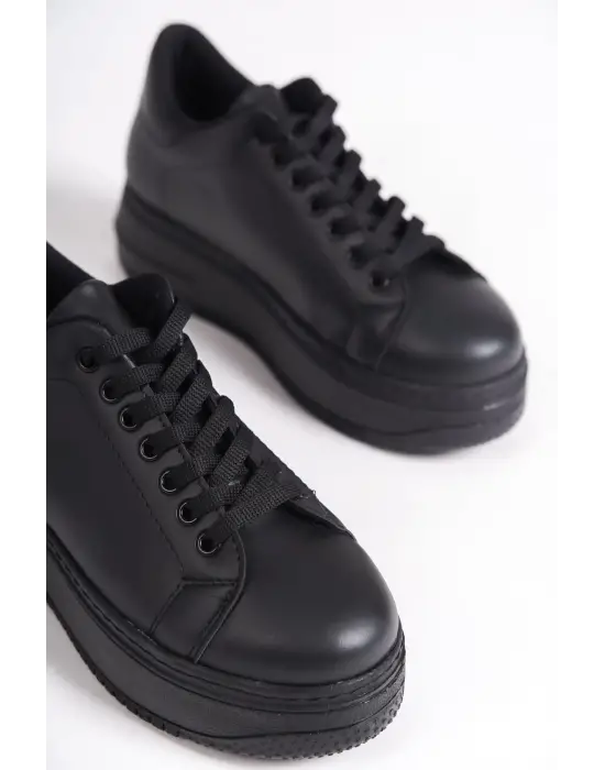 Bıana Bağcıklı Ortopedik Taban Kadın Sneaker Spor Ayakkabı St - Siyah