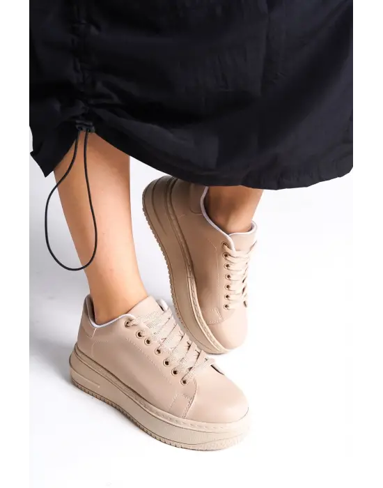 Bıana Bağcıklı Ortopedik Taban Kadın Sneaker Spor Ayakkabı Tt - Ten