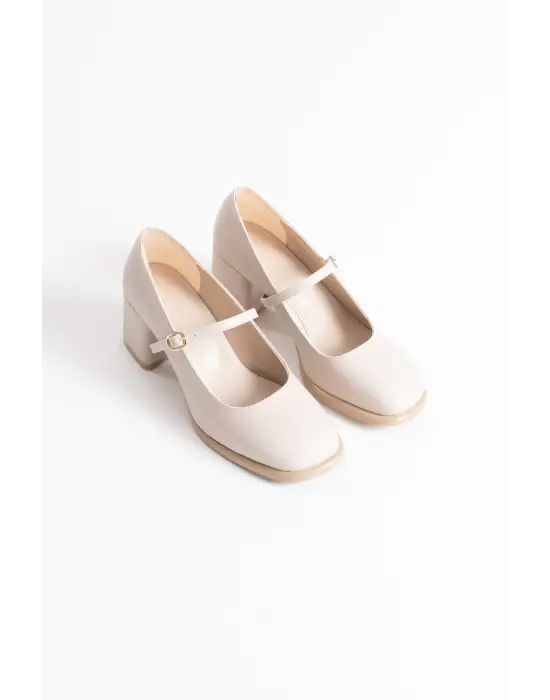 Blown Bej Cilt Kadın Topuklu Ayakkabı