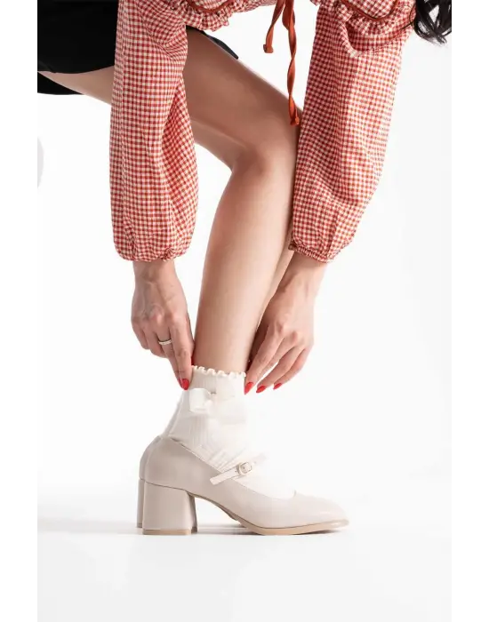 Blown Bej Cilt Kadın Topuklu Ayakkabı