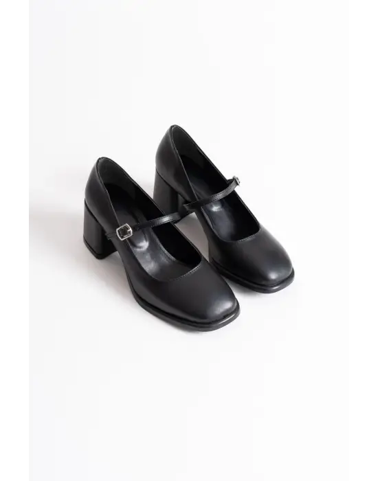 Blown Siyah Cilt Kadın Topuklu Ayakkabı