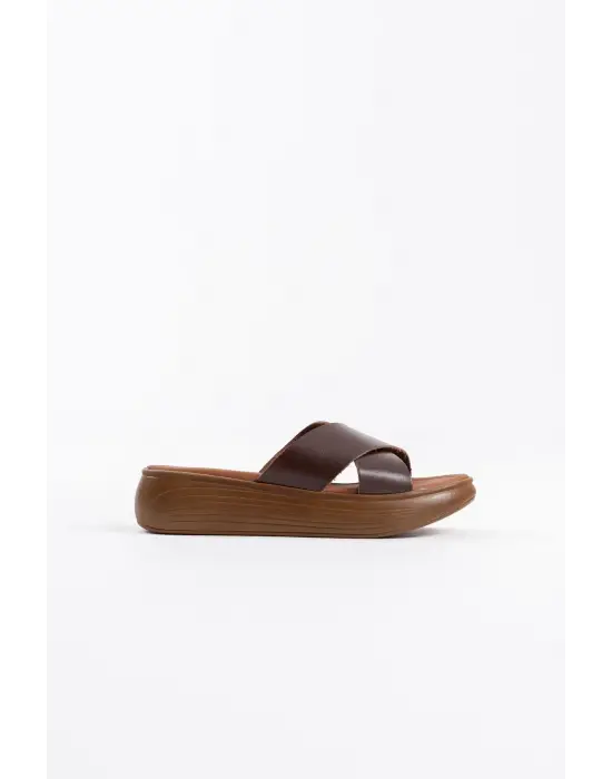 Borlina Acı Kahve Hakiki Deri Terlik