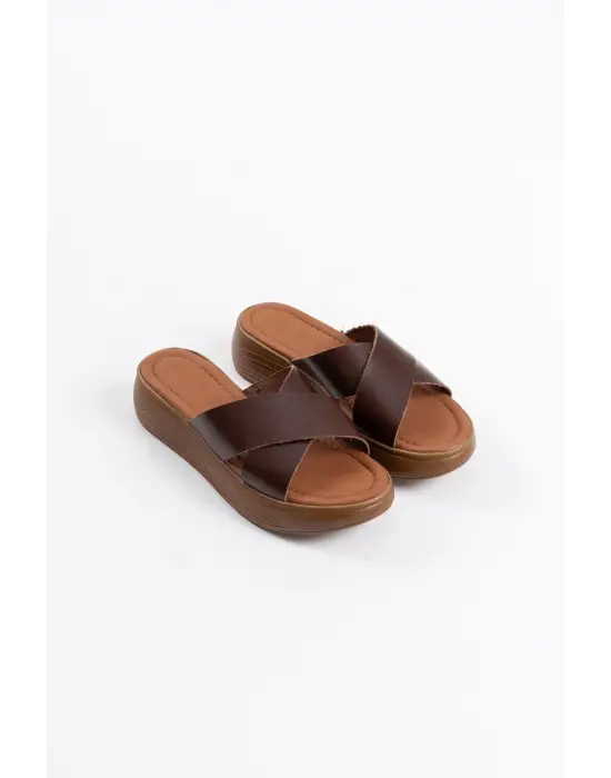 Borlina Acı Kahve Hakiki Deri Terlik