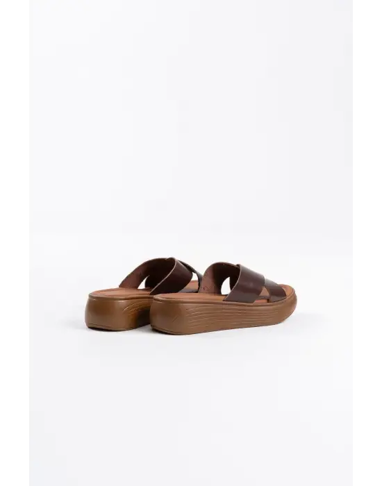 Borlina Acı Kahve Hakiki Deri Terlik