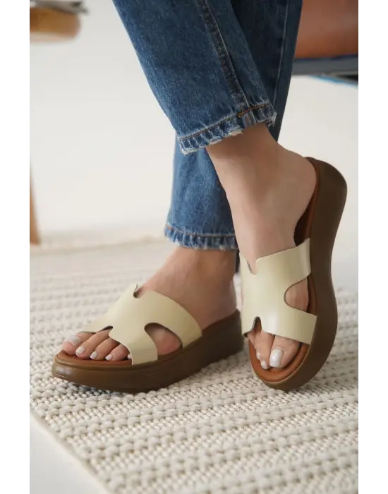 Borlina Bej Hakiki Deri Terlik