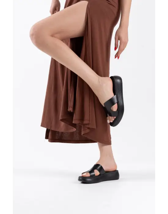 Borlina Siyah Hakiki Deri Terlik