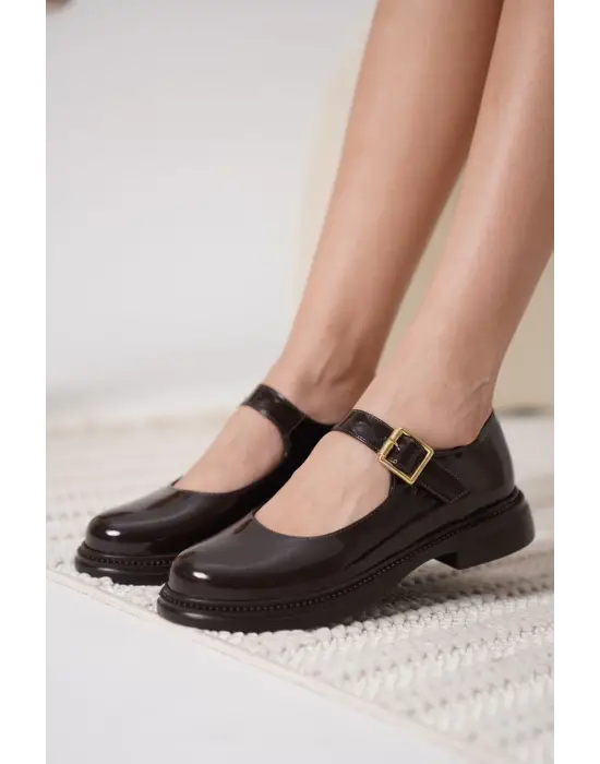 Briana Acı Kahve Rugan Mary Jane Ayakkabı