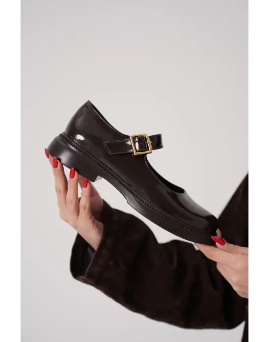 Briana Acı Kahve Rugan Mary Jane Ayakkabı