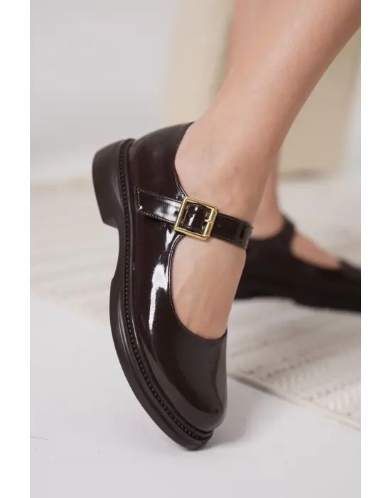 Briana Acı Kahve Rugan Mary Jane Ayakkabı