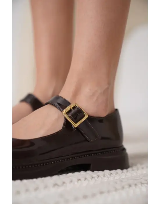 Briana Acı Kahve Rugan Mary Jane Ayakkabı