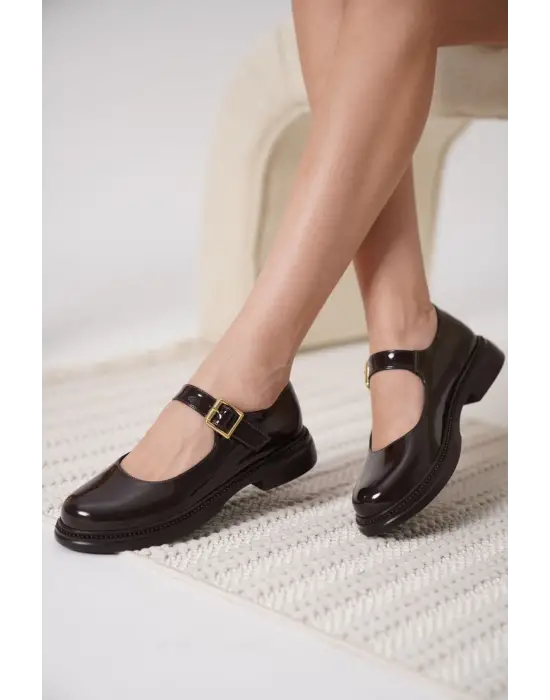 Briana Acı Kahve Rugan Mary Jane Ayakkabı