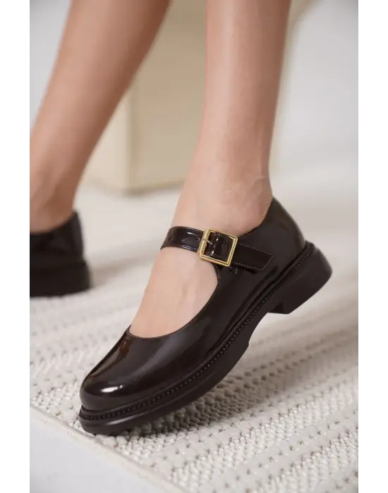 Briana Acı Kahve Rugan Mary Jane Ayakkabı