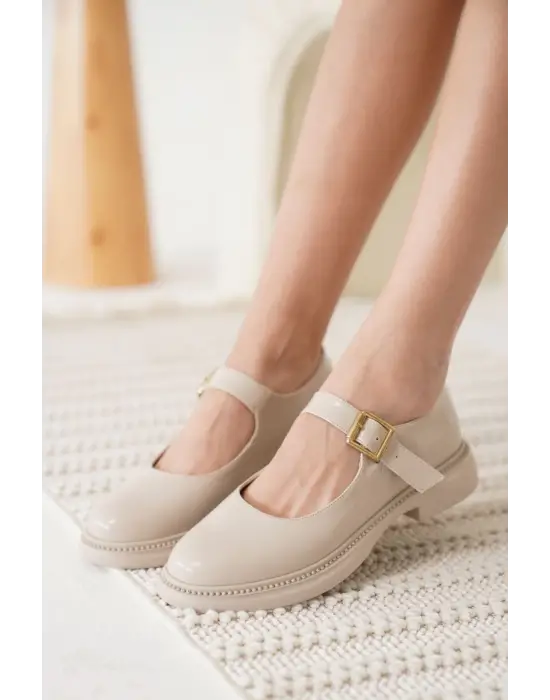 Briana Bej Rugan Toka Detaylı Mary Jane Ayakkabı