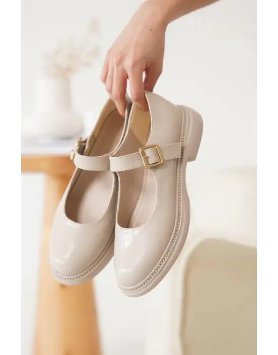 Briana Bej Rugan Toka Detaylı Mary Jane Ayakkabı