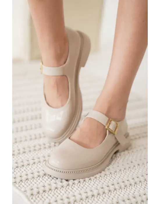 Briana Bej Rugan Toka Detaylı Mary Jane Ayakkabı