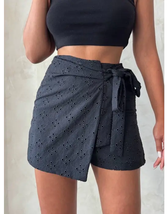 Brodeli Şort Etek S255075