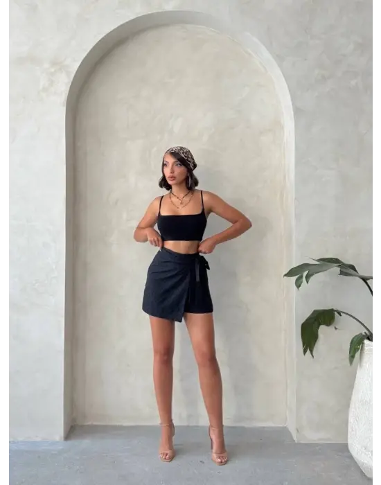 Brodeli Şort Etek S255075