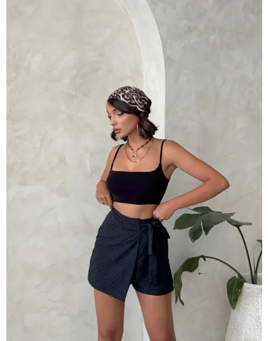 Brodeli Şort Etek S255075