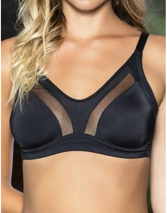 Büyük Beden Uyumlu Siyah Tül Detaylı Günlük Sütyen, B,c Cup Balensiz Konforlu Sütyen