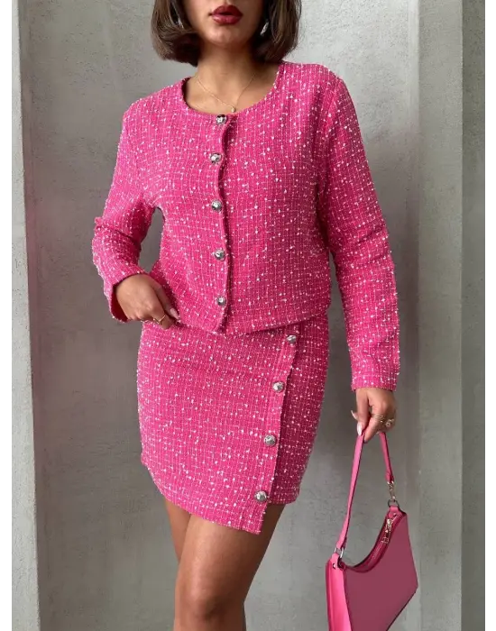 Ceketli Etek Takım Chl Kumaş Fuşya H24443