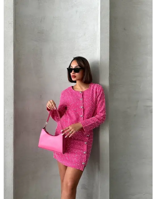 Ceketli Etek Takım Chl Kumaş Fuşya H24443