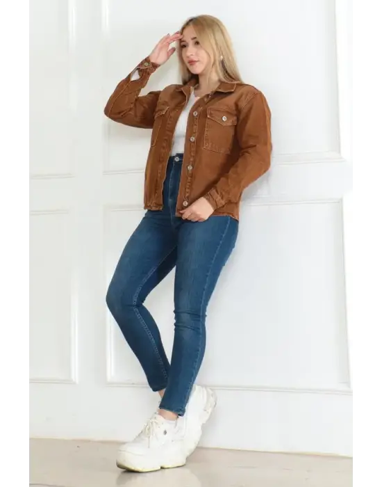 Cepli Kısa Kot Ceket