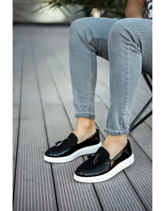 TB002 RBT Loafer Verniciata Erkek Ayakkabı SIYAH