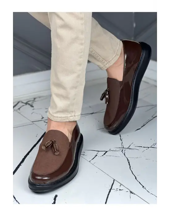 TB002 RST Loafer Verniciata Erkek Ayakkabı KAHVE