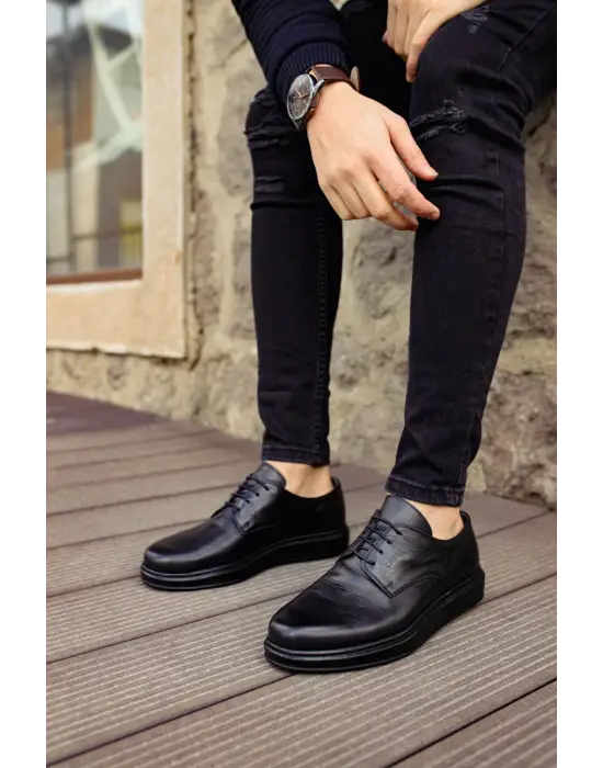 TB003 DST Classica Pelle Di Cuoio Erkek Ayakkabı SIYAH