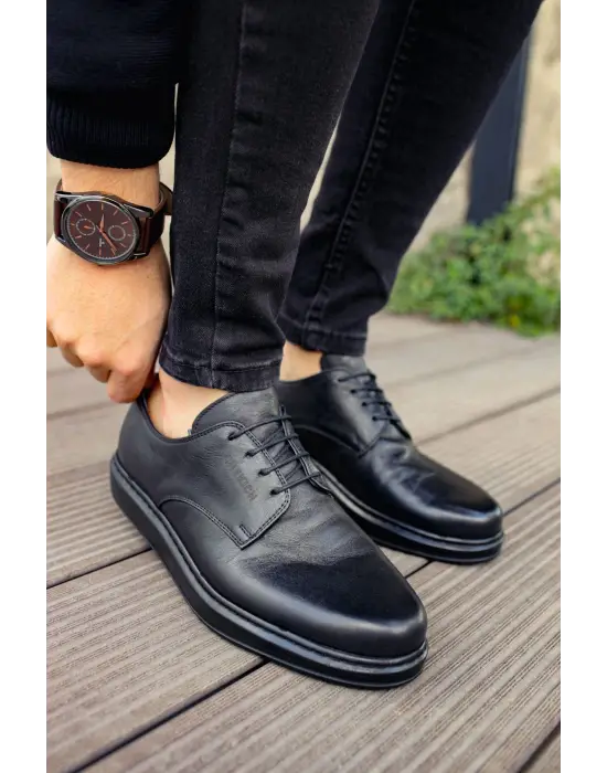 TB003 DST Classica Pelle Di Cuoio Erkek Ayakkabı SIYAH