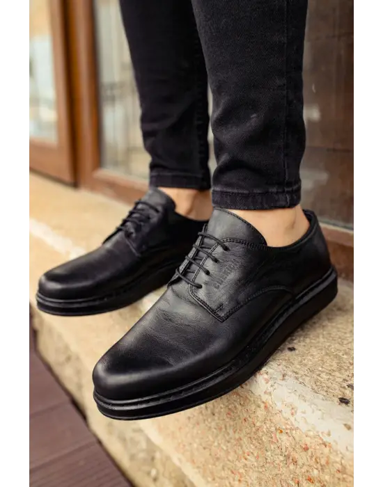 TB003 DST Classica Pelle Di Cuoio Erkek Ayakkabı SIYAH