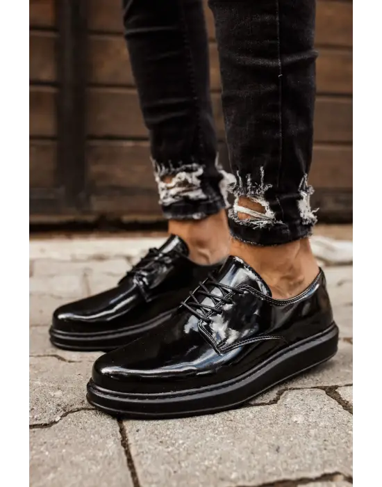 TB003 RST Pelle Verniciata Classica Erkek Ayakkabı SIYAH