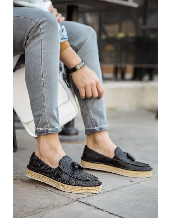 TB119 CBT Tassels Erkek Ayakkabı SIYAH
