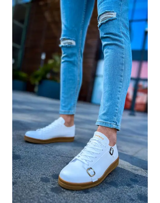 TB191 CKT Side Buckle Erkek Ayakkabı BEYAZ