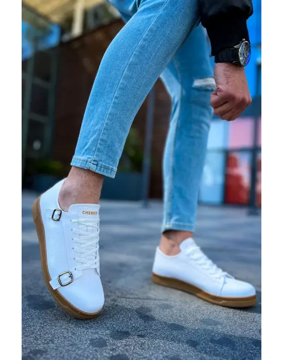 TB191 CKT Side Buckle Erkek Ayakkabı BEYAZ