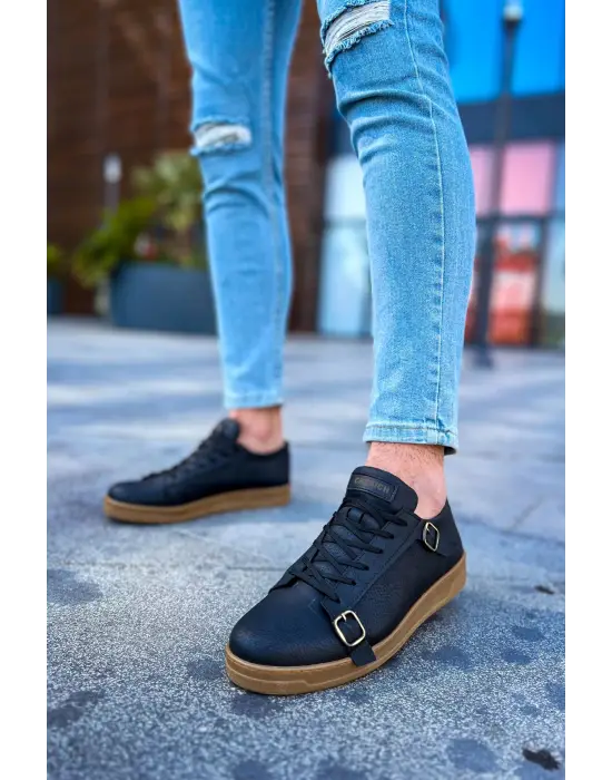 TB191 CKT Side Buckle Erkek Ayakkabı SIYAH