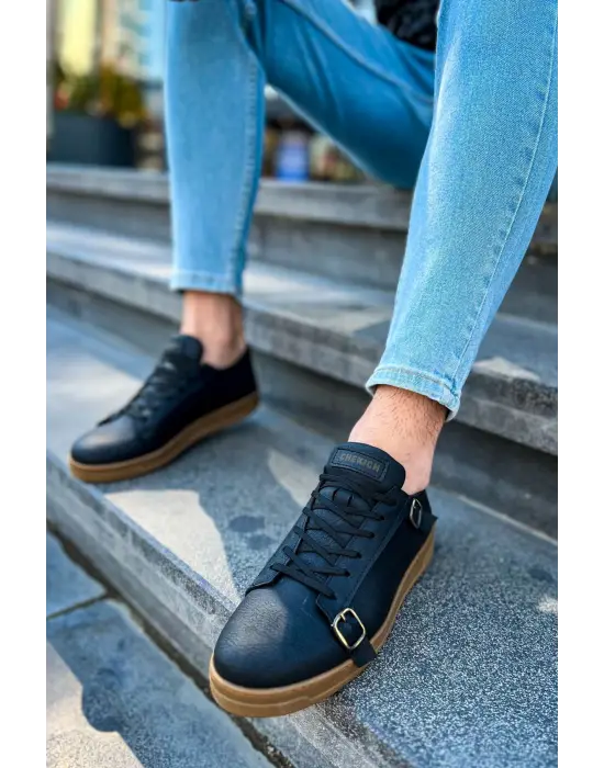 TB191 CKT Side Buckle Erkek Ayakkabı SIYAH