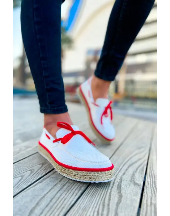 TB311 Espadril Erkek Ayakkabı BEYAZ/KIRMIZI