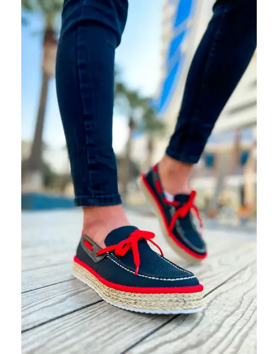 TB311 Espadril Erkek Ayakkabı SIYAH - KIRMIZI