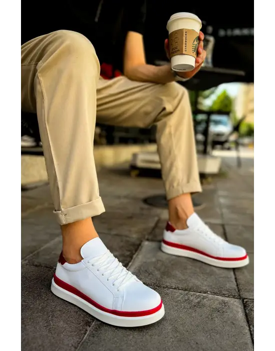 TB979 Santoni GBT Spor Erkek Ayakkabı BEYAZ/KIRMIZI